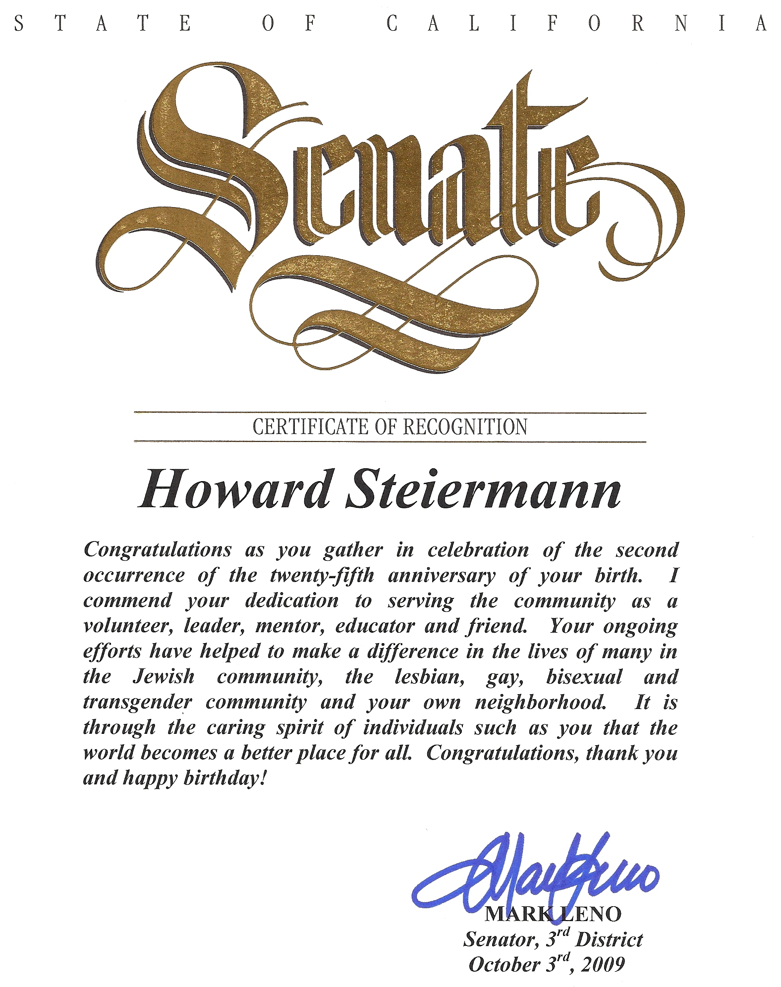 State Senator Mark Leno